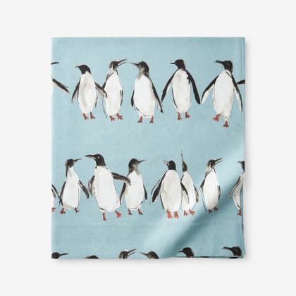 Legends Hotel™ Penguin Play Velvet Flannel Flat Sheet