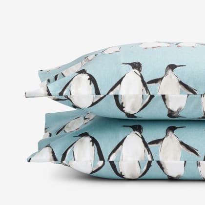 Legends Hotel™ Penguin Play Velvet Flannel Pillowcases  - Gray