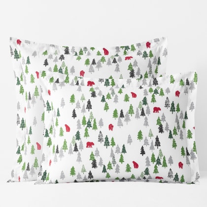 Company Cotton™ Holiday Print Percale Sham  - Forest Trees & Bears