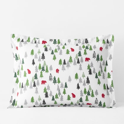 Company Cotton™ Holiday Print Percale Sham  - Forest Trees & Bears