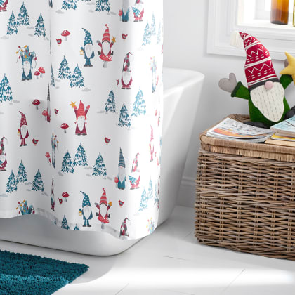 Company Cotton™ Holiday Print Percale Shower Curtain  - Holiday Gnomes