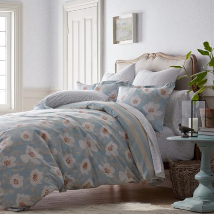 Company Cotton™ Ava Percale Flat Sheet - Floral Blue