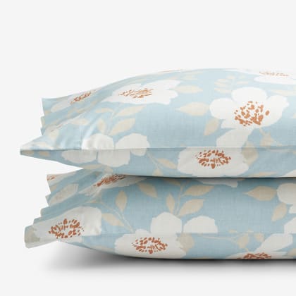 Company Cotton™ Ava Percale Pillowcases - Floral Blue