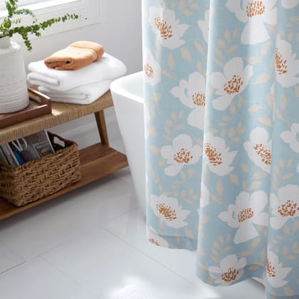 Company Cotton™ Ava Percale Shower Curtain - Floral Blue