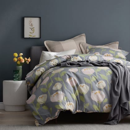 Company Organic Cotton™ Blush Floral Percale Duvet Cover - Gray Multi
