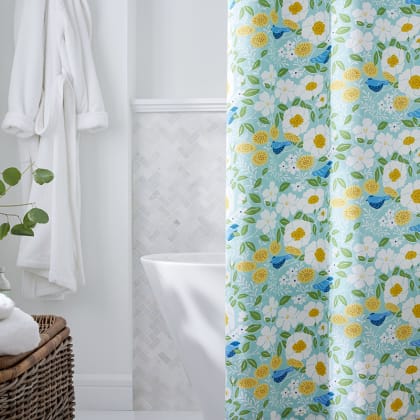 Company Organic Cotton™ Myla Floral Garment Washed Shower Curtain