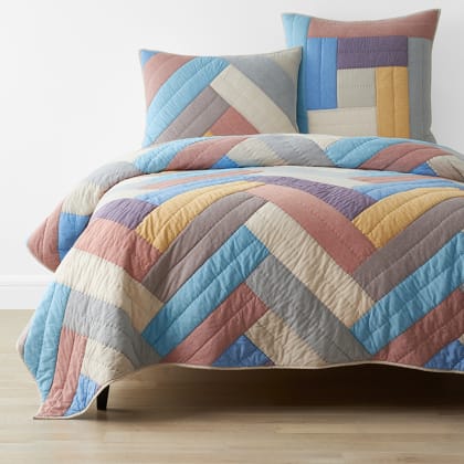 Chambray Chevron Handcrafted Quilt