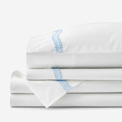 Legends Hotel™ Embroidered Leaf Egyptian Cotton Percale Sheet Set