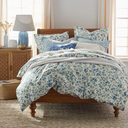 Company Cotton™ Remi Floral, Leaf & Ditsy Floral Percale Duvet Cover  - Ditsy Floral Blue