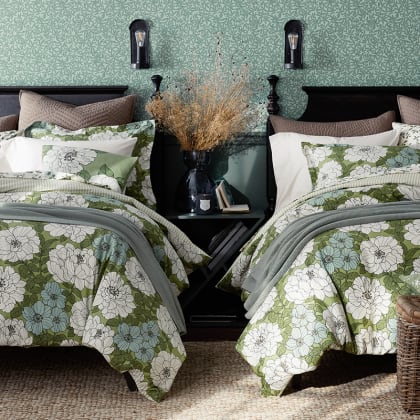Company Cotton™ Remi Floral, Leaf & Ditsy Floral Percale Comforter  - Floral Green