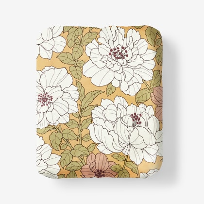 Company Cotton™ Remi Floral, Leaf & Ditsy Floral Percale Fitted Sheet  - Floral Rust