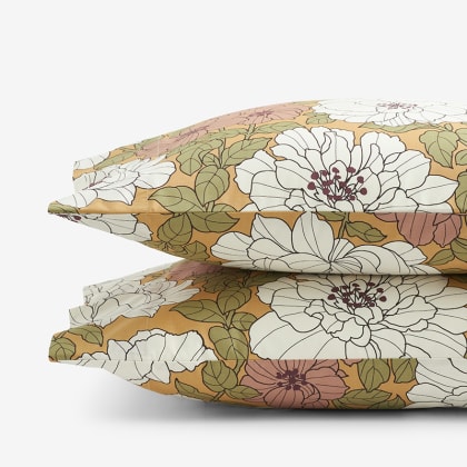 Company Cotton™ Remi Floral, Leaf & Ditsy Floral Percale Pillowcases  - Floral Rust