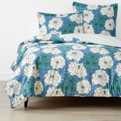 Company Cotton™ Remi Floral, Leaf & Ditsy Floral Percale Duvet Cover  - Floral Blue