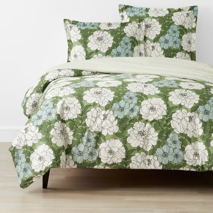 Company Cotton™ Remi Floral, Leaf & Ditsy Floral Percale Duvet Cover  - Floral Green