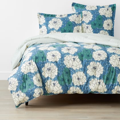 Company Cotton™ Remi Floral, Leaf & Ditsy Floral Percale Comforter  - Floral Blue