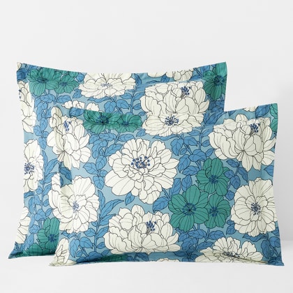 Company Cotton™ Remi Floral, Leaf & Ditsy Floral Percale Sham  - Floral Blue