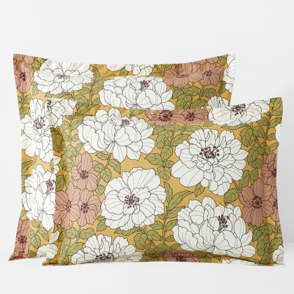 Company Cotton™ Remi Floral, Leaf & Ditsy Floral Percale Sham  - Floral Rust