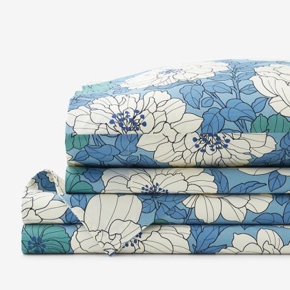Company Cotton™ Remi Floral, Leaf & Ditsy Floral Percale Sheet Set  - Floral Blue