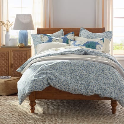 Company Cotton™ Remi Floral, Leaf & Ditsy Floral Percale Comforter  - Leaf Blue