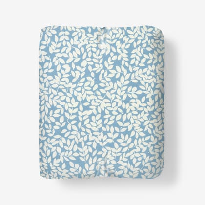 Company Cotton™ Remi Floral, Leaf & Ditsy Floral Percale Fitted Sheet  - Leaf Blue