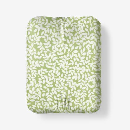 Company Cotton™ Remi Floral, Leaf & Ditsy Floral Percale Fitted Sheet  - Leaf Green