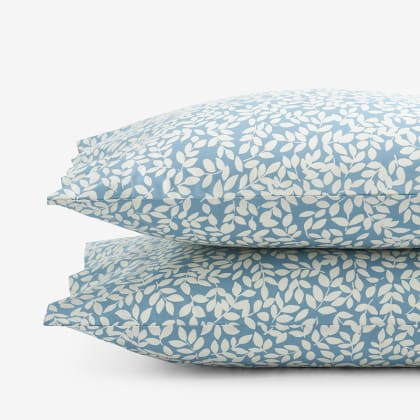 Company Cotton™ Remi Floral, Leaf & Ditsy Floral Percale Pillowcases  - Leaf Blue