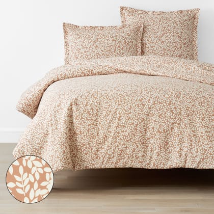 Company Cotton™ Remi Floral, Leaf & Ditsy Floral Percale Duvet Cover  - Leaf Rust