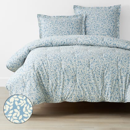 Company Cotton™ Remi Floral, Leaf & Ditsy Floral Percale Comforter  - Leaf Blue