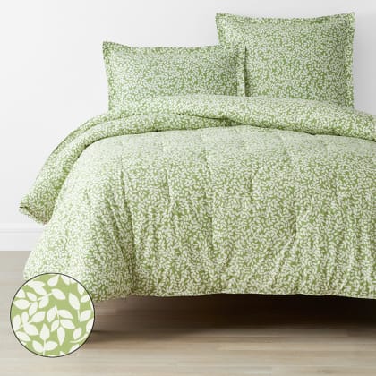 Company Cotton™ Remi Floral, Leaf & Ditsy Floral Percale Comforter  - Leaf Green