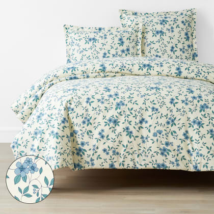 Company Cotton™ Remi Floral, Leaf & Ditsy Floral Percale Duvet Cover  - Ditsy Floral Blue