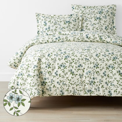 Company Cotton™ Remi Floral, Leaf & Ditsy Floral Percale Duvet Cover  - Ditsy Floral Green
