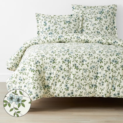 Company Cotton™ Remi Floral, Leaf & Ditsy Floral Percale Comforter  - Ditsy Floral Green