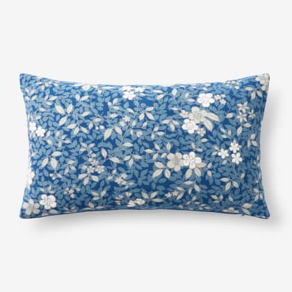 Remi Floral Pillow Covers  - Leaf Blue