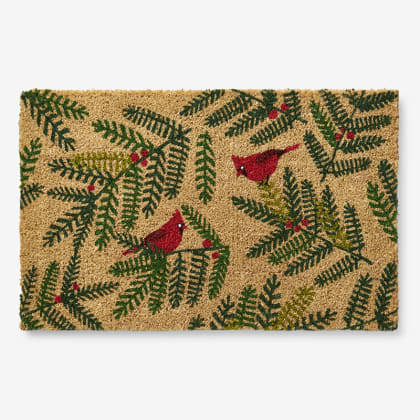 Holiday Coir Door Mat - Cardinals