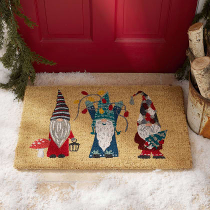 Holiday Coir Door Mat - Holiday Gnomes