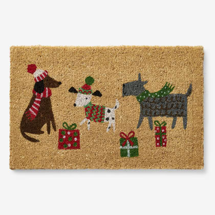 Holiday Coir Door Mat - Holiday Dogs