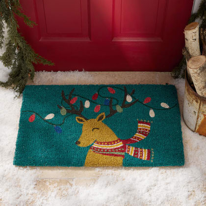 Holiday Coir Door Mat - Reindeer