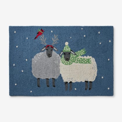 Winter Hand-Hooked Wool Rugs - Sheep
