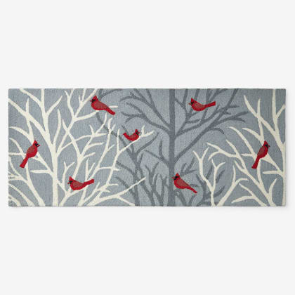 Winter Hand-Hooked Wool Rugs - Winter Cardinal