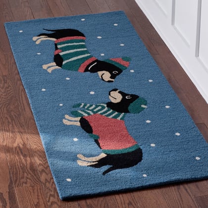 Winter Hand-Hooked Wool Rugs - Dogs