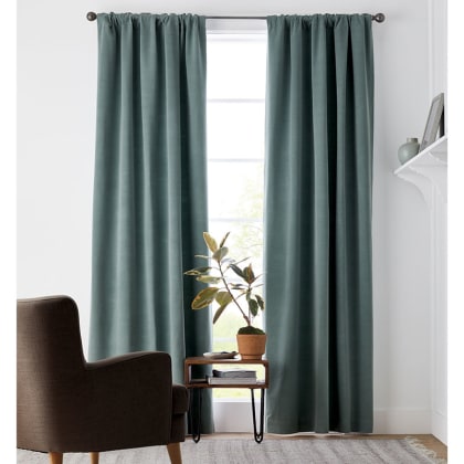 Emery Textured Window Curtain, Cotton or Light Blocking Lining - Jade