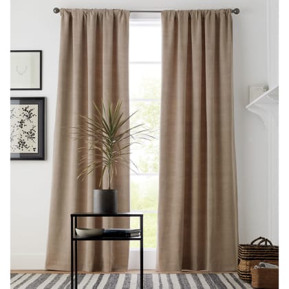 Emery Textured Window Curtain, Cotton or Light Blocking Lining - Taupe
