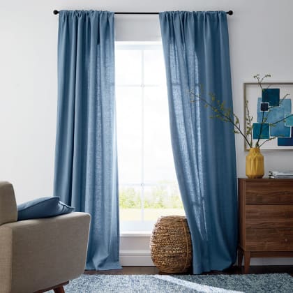 Linen Window Curtain - Denim Blue