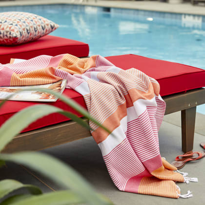 Flatweave Hammam Cotton Towel - Orange Stripe