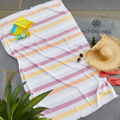 Hammam Cotton Beach Towel - Red Stripe