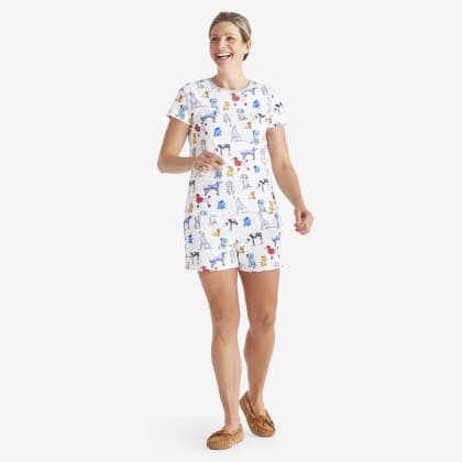 Company Organic Cotton™ Matching Family Pajamas: Womens Shorts Set - Dog