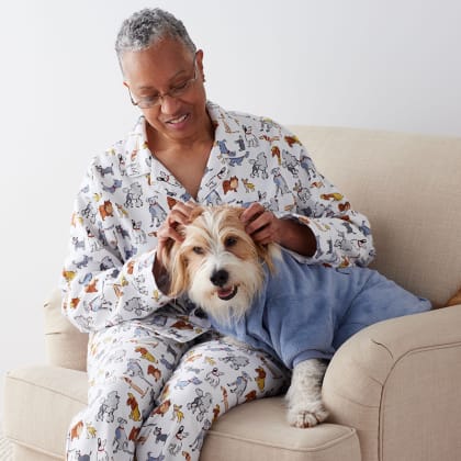 Company Cotton™ Family Flannel Womens Classic Pajama Set - Stylish Dogs
