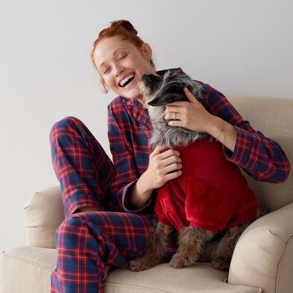 Company Cotton™ Family Flannel Womens Classic Pajama Set - Navy Red Plaid