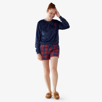 Company Cotton™ Family Flannel Womens Shorts Set - Navy Red Plaid