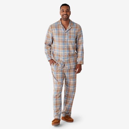 Company Cotton™ Family Flannel Mens Classic Pajama Set - Blue Tan Plaid
